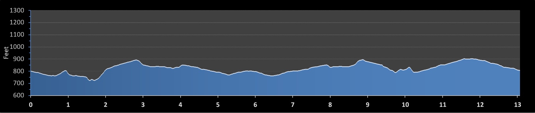 Rose Bowl Half Marathon elevation profile